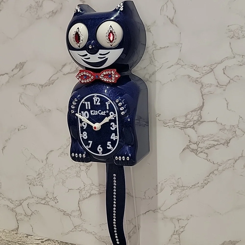 Rare Jeweled Red, White & Galaxy Blue Kit-Cat Klock LIMITED EDITION - Picture 11 of 16